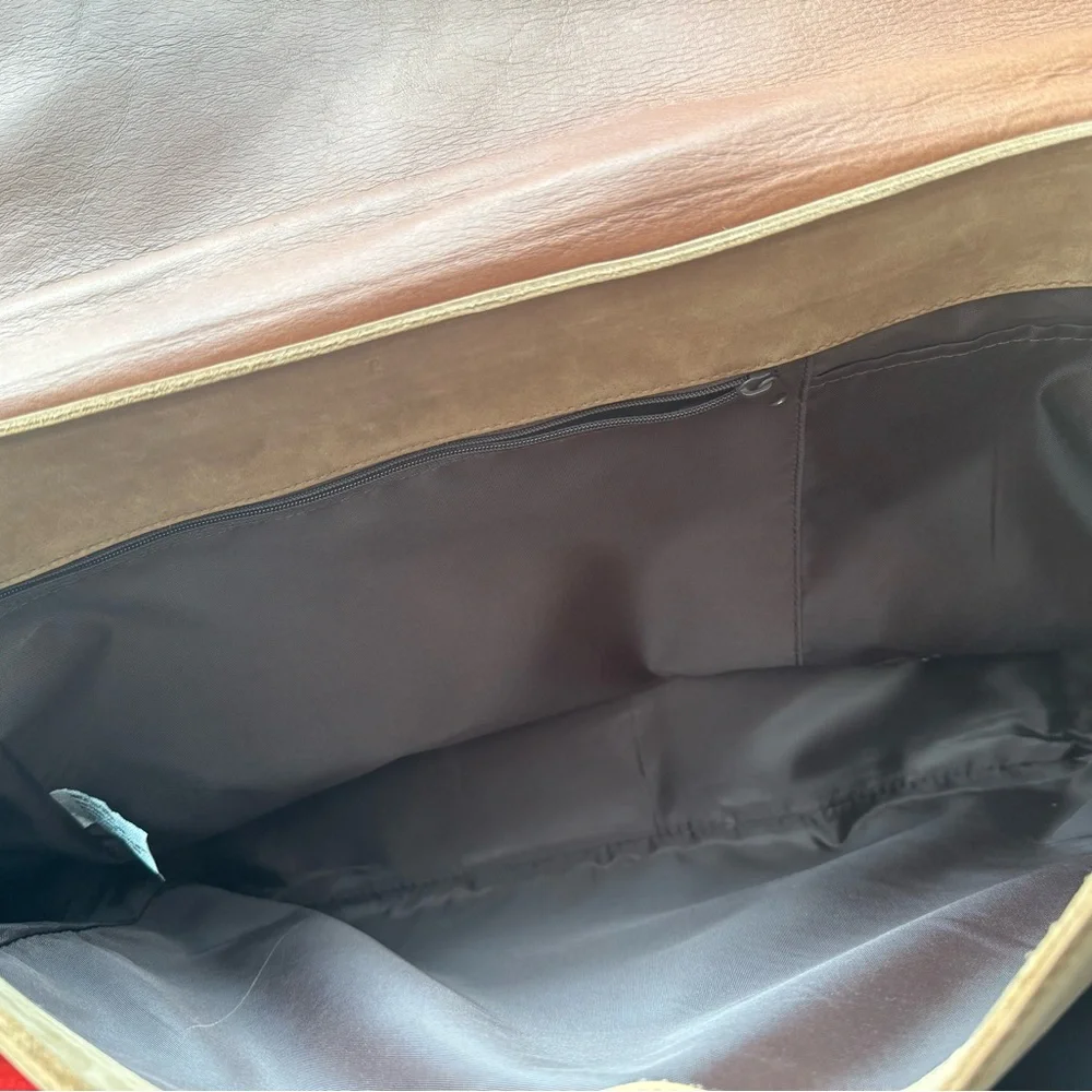 Unisex Crossbody Bag Leather Laptop Messenger Bag Briefcase Buckles